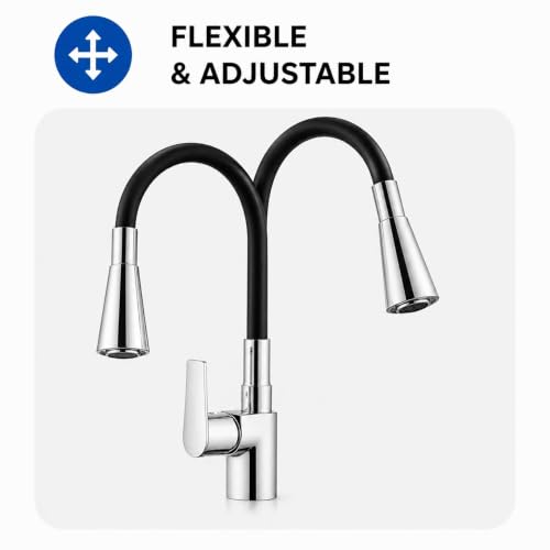 Image of Swan Neck with Single Flow Flexible Swivel Spout | Kitchen Sink Tap | Kitchen Faucet | Tap for Kitchen Sink | Taps | Wash Basin Tap | Pillar Tap
