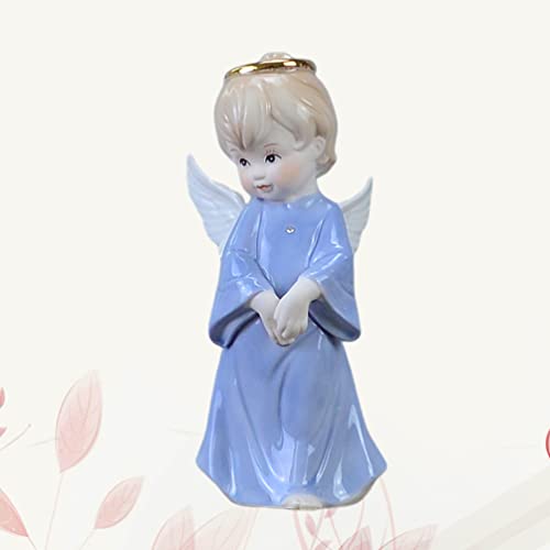 Ultnice Ceramic Angel Baby Figurine Small Angel White Wings Statues Cherubs Sculptures Statue Porcelain Boy Angel Figurine Desktop Decoration For Home Shelf Decor Blue #TOP6