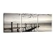 Pyradecor Peace Large Modern 3 Piece B & W Gallery Wrapped Landscapes Giclee Canvas Print Ocean Beach Pictures Paintings on Canvas Wall Art Work for Living Room Kitchen Home Office Decorations