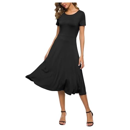 MOCEAL V Ausschnitt Kleid Damen Sommerkleider Böhmisch Kleid Halfter Ärmellos Blumenkleid Strandkleid Lang Kleider MaxiKleid Cocktailkleid (Grün, s) 2 EXCHIC Damen Kleider Rundhals A-Linie Kurzarm Casual Midi Kleid (M, Schwarz)