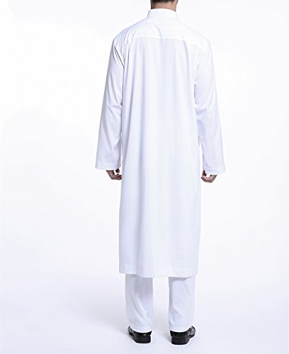 zhxinashu Men's Muslim Thobe Loose Kaftan Dubai Clothing with Pants S-XXXL4