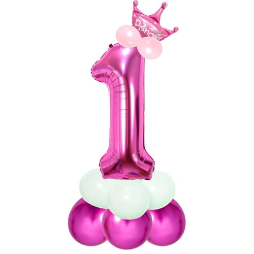 Image of Pink 32 Inches Numbers 1 Shape Large Big Foil Helium Balloons For Party Decorations In Happy Birthday Anniversary Office Items Materials Set Pack, Pack Of 1