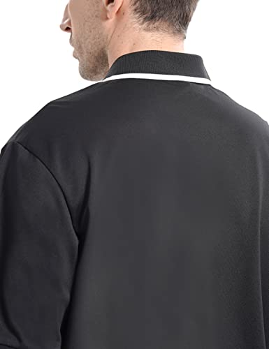 Tskckna Polo Shirt For Men, Short Sleeve Polo Casual Golf Shirt, Quick-Dry Athletic Mens Polo Shirts Black #TOP3