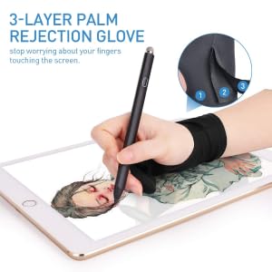 Image of ZORBES 1 Pair Artist Gloves, Drawing Glove for Tablet, Palm Rejection Gloves Graphic Tablet Glove for ipad Glove Dight Art for Drawing Anti-fouling Two-Finger Lycra Graphic Wacom