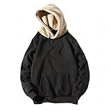 NIUQI Mens Classic Stitching Fleece Athletic Hoodies Sport Hooded Sweatshirt Pullover Black, Medium