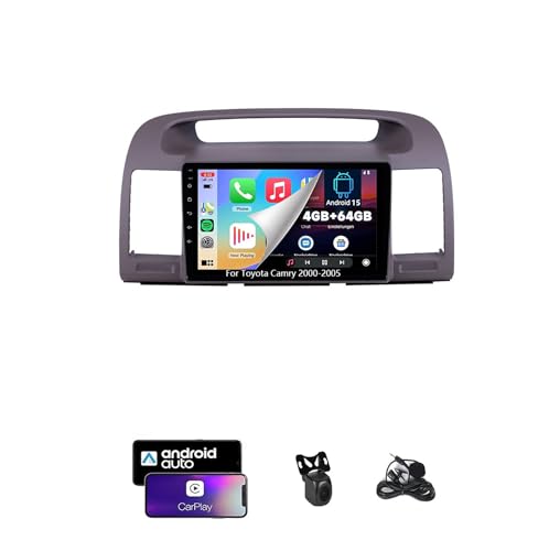 Radio de Coche ZCZANT Android de 14 Pulgadas y Doble DIN para Toyota Camry 2000-2005, Radio FM con Bluetooth, navegación GPS Wi-Fi, CarPlay, Plug and Play con cámara de Marcha atrás (4G + Wi-Fi 2