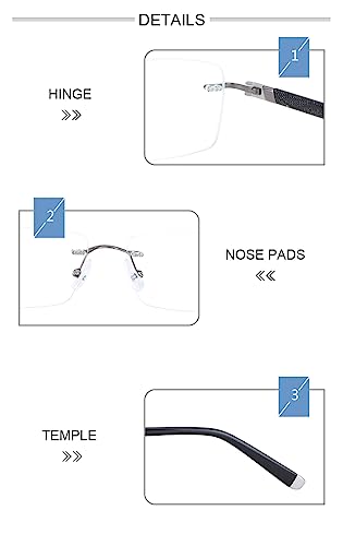 HELES Armação masculina de liga metálica sem aro + armação de óculos TR Miopia armação retangular de