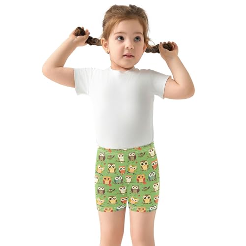Girls' Shorts Soft Summer Soft Boxers Short Owl Green Leggings Dance Bottoms2
