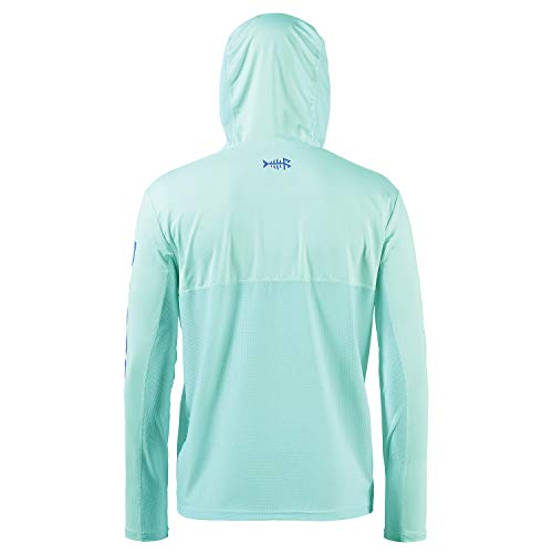 BASSDASH UPF 50+ Men’s UV Sun Protection Long Sleeve Performance Fishing Hoodie Hooded Shirts (Seafoam/Vivid Blue Logo, XX-Large) by BASSDASH - Used condition - Image 4