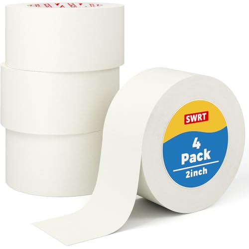SWRT Masking Tape 2 Inch Wide 55 Yds 4 Rolls White Painters Tape