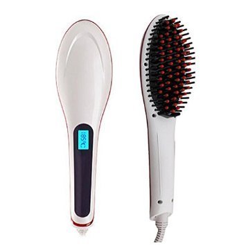 Raphycool Brush Hair Straightener, Instant Magic Silky Straight Hair Styling, Anion Hair Care, Anti Scald, Zero Damage, Massager Straightening Irons, Detangling Hair Brush White