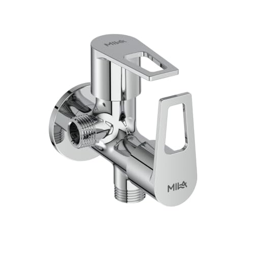 Image of Mila Floro 2 in 1 Angle Valve with Wall Flange | Mirror Chrome Finish | Quarter Turn Cartridge | inch BSP Male Thread Inlet & Outlet | Durable, Leak-Proof, Multi-Purpose| 10-Year Warranty