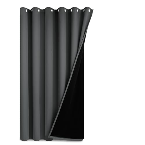 Image of Yakamok Extra Wide Blackout Full Shading Curtains for Patio Door, Thermal Backing Sliding Glass Door Drape, Privacy Assured Window Treatment, Room Divider Curtains,Dark Grey, W100 x L108, 1 Panel