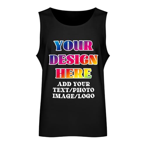 Custom Tank Tops Vest Tee Personalized Design Your Own Shirts with Picture Photo Text for Gym Running