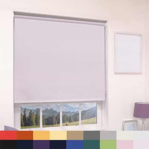 Lavender Blackout Roller Blind Metal Fittings Trimmable UV Protection Thermal Properties Premium Fabric Home Office Bedroom Kids Room Child Safe Easy Fit 60cm Width x 160cm Drop
