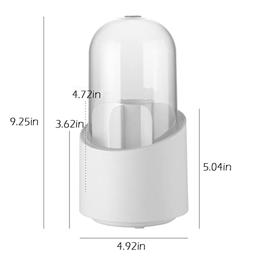 Luckjuju Makeup Brush Holder With Clear Lid, Rotatable Dustproof Cosmetics Brushes Storage Organizer Container Display Stand For Vanity, Desktop, Bathroom, Dresser #TOP1