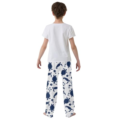 Boys' Pants Sea Shells Fish Dark Blue Long Bottoms Jogger Pants Elastic Waist Trousers with Pockets S-XL3