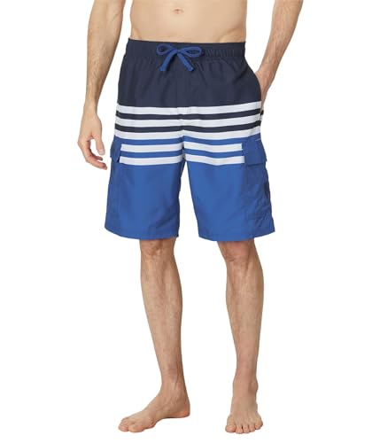 U.S. POLO ASSN. Stripe Color-Block Cargo Swim Shorts