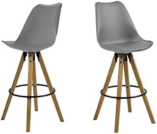 Amazon Brand - Movian Arendsee, Set of 2 Bar Stools, 55 x 55 x 111.5 cm (L x W x H), Grey