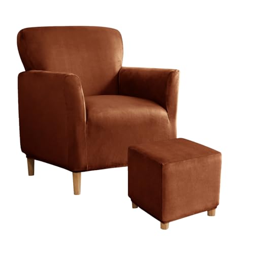 Solución manchas sillón con funda elástica de terciopelo rojo café 2
