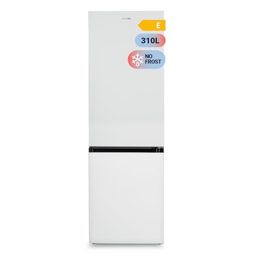 UNIVERSALBLUE Frigorífico Combi No Frost 310L Blanco con Congelador 4 Estrellas - Puerta Reversible, 185 cm, Luz Interior, ENVÍO + SUBIDA A PLANTA GRATIS
