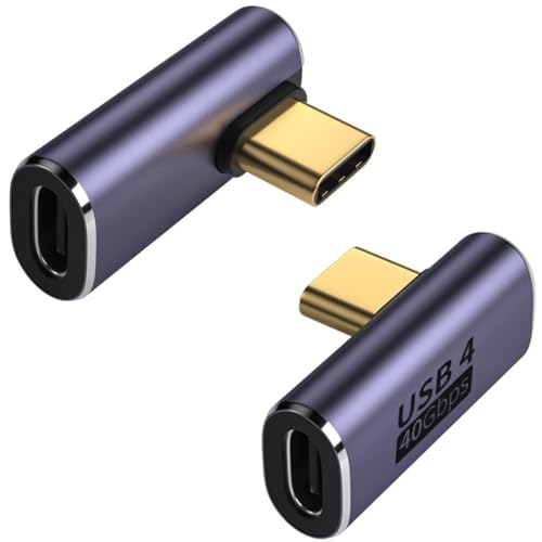 Image of Tobo 90 Degree Right Angle USB C Adapter 40Gbps Data Transfer USB 4.0 /Thunderbolt 4 Type C Male to Female Connector Extender for Mobile Phone, Switch, Steam Deck, Tablet, Laptop (TD-940CC, Pack-of-2)