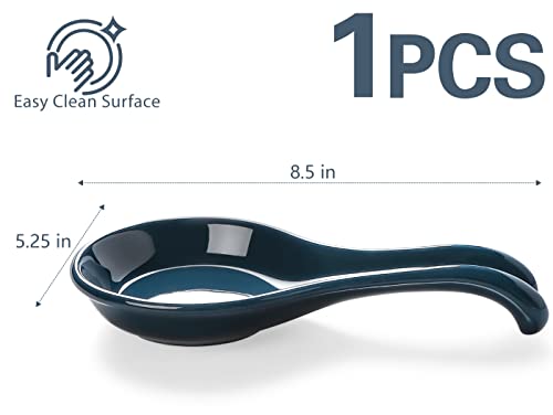 Onemore Spoon Rest For Stove Top, Extra Large Blue Ceramic Coffee Spoon Holder For Kitchen Counter, Heat-Resistant Spatula Ladle Cooking Utensil Rest For Kitchen Decor #TOP5
