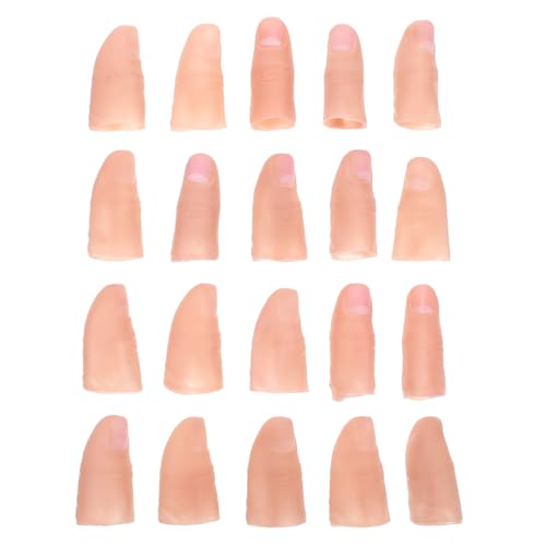 CHICAMPERA 20pcs Thumbs Fake Fingers Gloves for Realistic Prosthesis Finger Tips Nail Sleeves