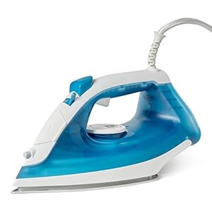 Amazon Basics Dampfbügeleisen mit antihaftbeschichteter Sohlplatte, 1800W, 20g kontinuierlicher Dampf, 200-ml-Tank, Blau