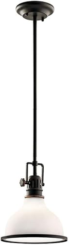 Miniatura 5 de Kichler Hatteras Bay 10.25" 1 luz mini colgante con satén grabado blanco con lente Fresnel transparente Olde Bronze®