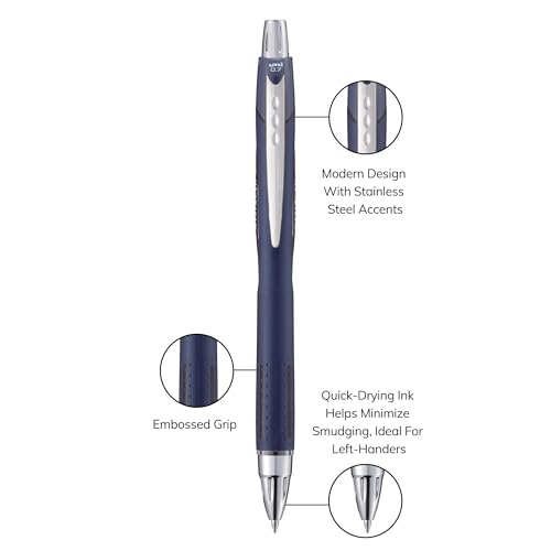 Image of Uni-Ball Jetstream RT Ballpoint Pen, Fine Point (0.7mm), Coastal Barrel, Black Ink, 6 Pens