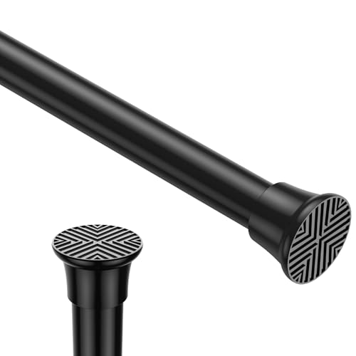 Zipglo 1 Stück Gardinenstange ohne Bohren 76-200 CM Ø 22 mm Duschvorhangstange Teleskopstange Vorhangstange Kleiderstangen Spannstange Verstellbare für Badezimmer Fenster Küche Schrank Schwarz