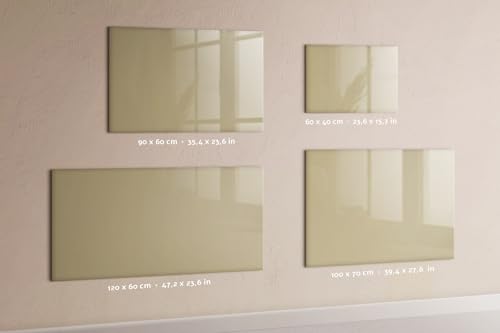 Mural de pared imantado beige 120x60 de cristal templado como cartelera informativa 6