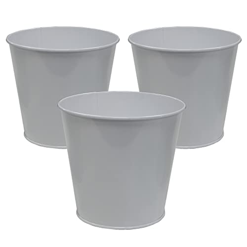 Kingston Tools - Maceta de jardín galvanizada para decoración de jardín para interiores o exteriores, capacidad: 1 L, juego de 3 unidades, color blanco Cover