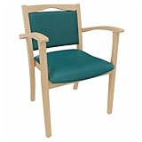 Erides Seniorenstuhl Alexander mit Armlehnen – Pflegestuhl, Buche massiv, gepolstert, ergonomisch, stabil, fertig montiert, für Senioren, Pflege & Praxis (Stoff, Fresh Petrol)