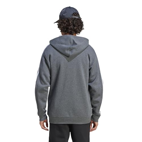 Image of adidas Essentials Men's Fleece 3-Stripes Full-Zip Hoodie Top with Hood