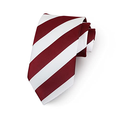 Men s Classic Red White Stripe Tie Jacquard Woven Silk Tie Necktie + Gift Box …