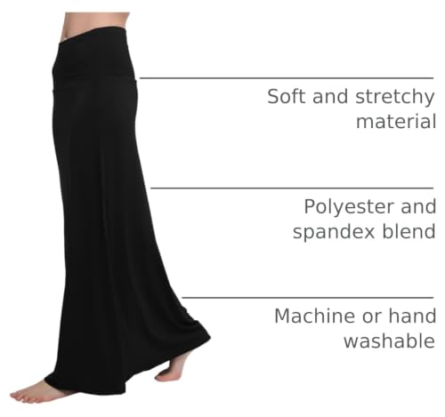 Image of Urban CoCo Women's Stylish Spandex Comfy Fold-Over Flare Long Maxi Skirt