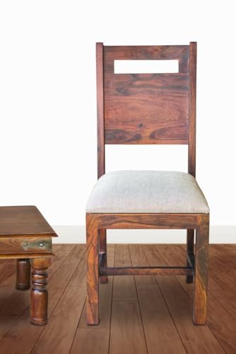 Image of Solid Sheesham Wood Set of Two Dining Chairs for Dining Room | Study Room | Office | Guest Room | Finish Color - Honey Finish |