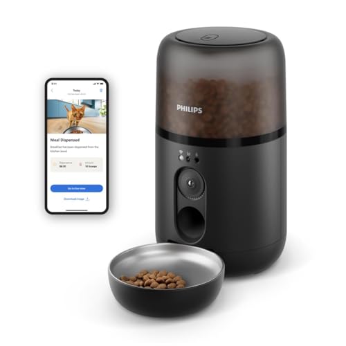 Philips Pet Series Comedero Inteligente, Detección de Movimiento, Programación de Comidas, Notificación de Reposición, Tecnología Antiatascos, Comida Fresca, Fácil de Limpiar, Aplicación (PAW5320/02)