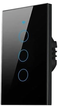 ZMIN Tuya US WiFi/Zigbee Smart Wall Switch 1/2/3/4 Gang Light Switch Smart Touch Sensor Smart Home Voice Control-Blakc 3Gang-ZIgbee-TNCE