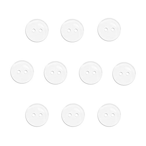 1/2 Inch 2-Hole Buttons, 10-Piece Set, Clear