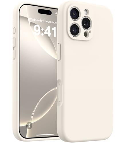 AOTESIER Magnetic for iPhone 16 Pro Max Case, Silicone | Full Camera Protection | Integrated Camera Control Button | MagSafe Compatible |Anti-Scratch Microfiber Lining Phone Case, Cream