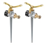 Caossuixin 2pack Metal Garden Sprinklers for Lawns, 360 Degree Lawn Sprinkler on Spiked Base, Automatic Water Sprinkler, for Lawn, Garden & Yard