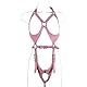 Kutocesy Harness Damen Leder für Rave Cosplay Gothic Kostüme Sex Dessous für Die Frau mit Oberschenkelmanschetten Body Bondageset Sexy BDSM Outfit (Pink)