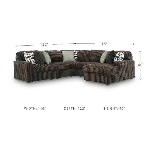 Image of Signature Design by Ashley 5-Piece Sectional Couch with Chaise, Chocolate