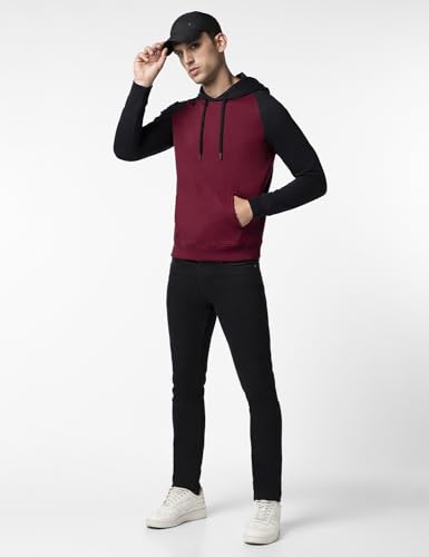 Image of FYLTR Men's Casual Colourblock Raglan Hoodie with Drawstrings - Utility Pockets | Ribbed Hem & Cuff | Winter Hoodie for Men