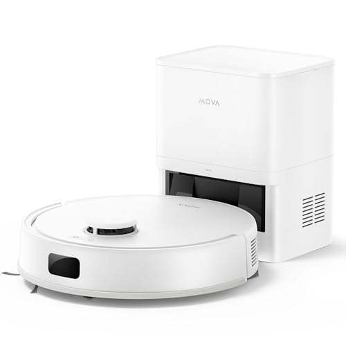 31DaPnTQSRL Mova E20 Plus Saug und Wischroboter mit automatischer Leerung 90 Tage selbstentleerender Roboterstaubsauger, LDS Navigation, 5.000 Pa Saugkraft, 2 in 1 Staubsaugen und Wischen, Kompakte Bauweise