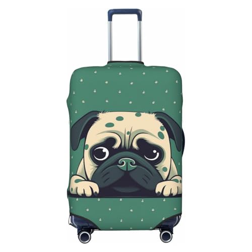 Pug Green Polka Dot Travel Luggage Cover Elastic Washable Suitcase Protector Anti-scratch Thicken Baggage Covers Fit 18-32 Inch Medium