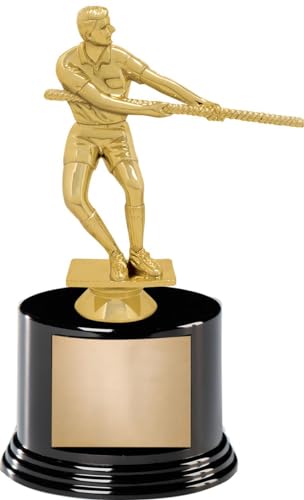 Tug Of War Trophy, 7" Tug Of War Male Trophy On Black Round Base